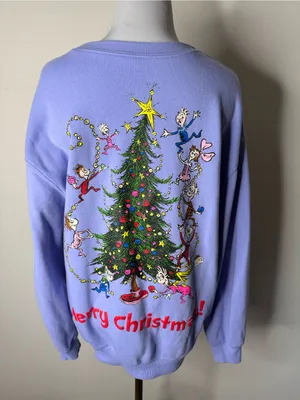 The Grinch Dr. Seuss Purple Christmas Themed Sweatshirt thumbnail 5