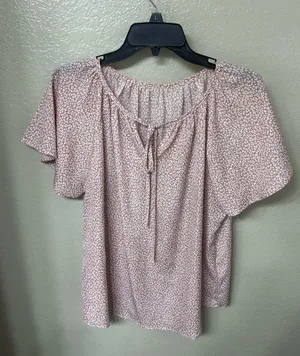 Pink Spotted Blouse Top Size L thumbnail 1