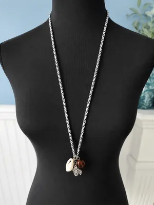 NEW Free People Ride Along Braided Strand Necklace Shell Black thumbnail 4