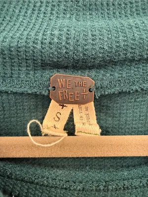We The Free free people Teal Asymmetrical Long-Sleeve Tunic green flowy size S thumbnail 3