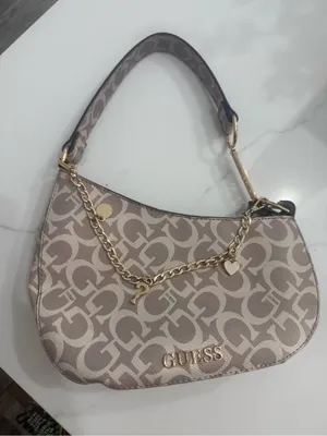 GUESS Y2K Monogram Shoulder Bag with gold chain and charms thumbnail 1