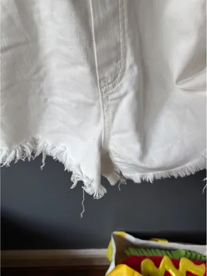 Aerie White Denim Short Overalls - Medium thumbnail 9