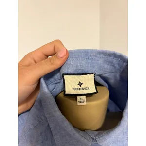 Tuckernuck Light Blue Cotton Chambray Ruffle Hem Shirt Dress Small Y20060T thumbnail 3