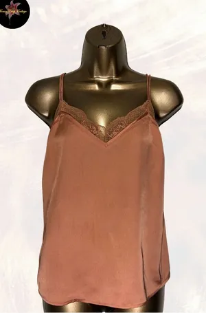 Abercrombie & Fitch Lace-Trim Cami in Terracotta thumbnail 1