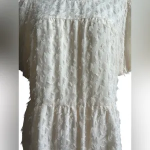 THML Textured Short Sleeve Blouse Cream Size Medium thumbnail 2