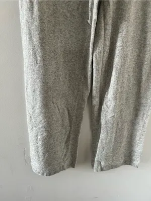 NWT Y2K Loft Wool Cashmere Blend Knit Gray Wide Leg Pants Small Drawstring thumbnail 3