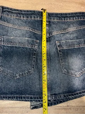 FREE PEOPLE Wynne Denim Mini Skirt in Cornflower Blue Size 28 New NWOT Wrap thumbnail 6