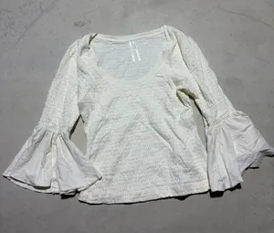 Anthropologie cream Bell Sleeve Scoop Neck Top small thumbnail 1