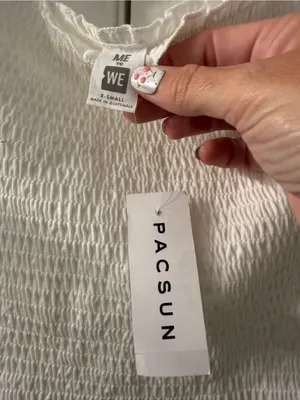 Me to We White Smocked Off-Shoulder Crop Top thumbnail 2