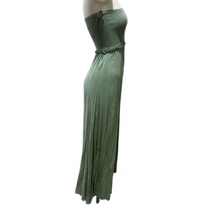 Forever 21 Women's Green Strapless Smocked Maxi Dress Size S Summer Casual thumbnail 3
