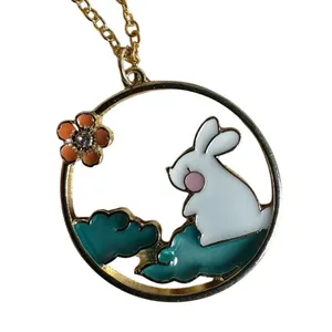 Bunny in the Clouds Gold-Tone Enamel Necklace thumbnail 6