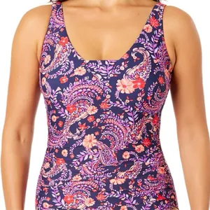 NEW Lands’ End Paisley Floral One Piece UPF 50 Adjustable Straps Swimsuit, XS thumbnail 12