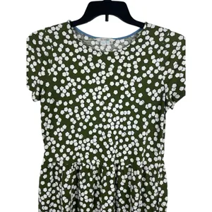 Boden Green White Floral Dress 8L Short Sleeve Fit & Flare Pockets Modal thumbnail 3