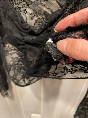 Source Unknown Cute black lace crop long sleeve sweetheart neck distressed top goth costume thumbnail 6