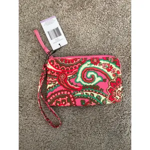 New Vera Bradley Essential Zip Wristlet, Capri Pink thumbnail 2