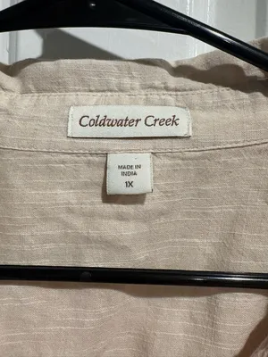 Coldwater Creek button-down tunic blouse cream boho beaded 1X thumbnail 3