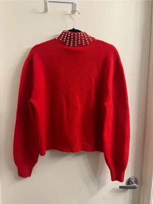 GRLFRND Katherine Red Rhinestone Collar Knit Sweater Small thumbnail 6