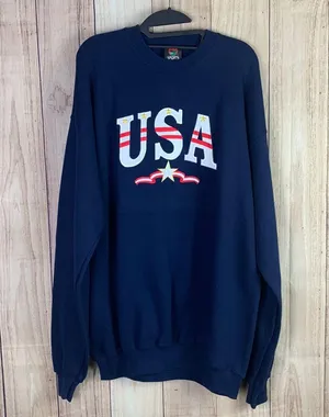Vintage‎ Oversized XL USA Embroidered Crew Neck Sweatshirt thumbnail 1