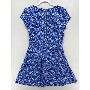 Michael Kors Womens Fit and Flare Dress Blue White Abstract Ikat Print Size S thumbnail 3