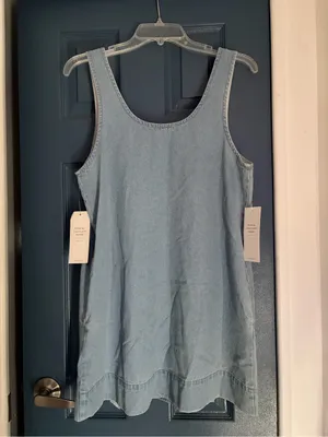 NWT Double Zero Light Blue Denim Mini Shift Dress size Small thumbnail 9