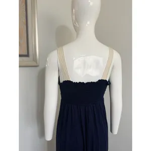 Women’s Blue Maxi Dress Size M Padded Lace Accents Embroidered Boho Cottagecore thumbnail 9