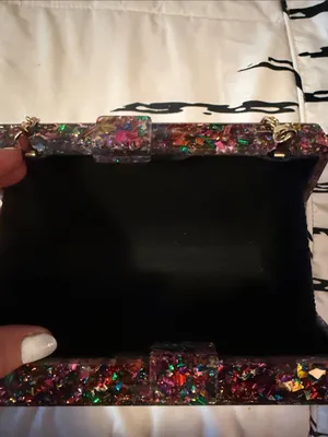 Glitter Confetti Acrylic Crossbody Bag with Gold Chain thumbnail 2