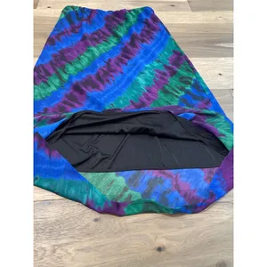 Cato Blue Purple Green Chiffon Maxi Skirt Size M Fully Lined Elastic Waist Flowy thumbnail 8