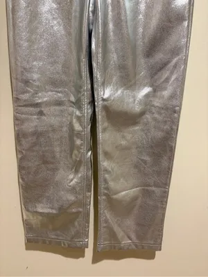Abercrombie & Fitch LONG The ‘90s Relaxed High Rise Pant Silver Metallic thumbnail 7