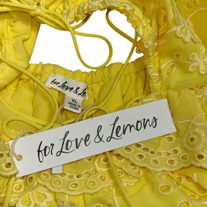 For Love & Lemons Yellow Eyelet Natalia Mini Dress Womens XL thumbnail 6