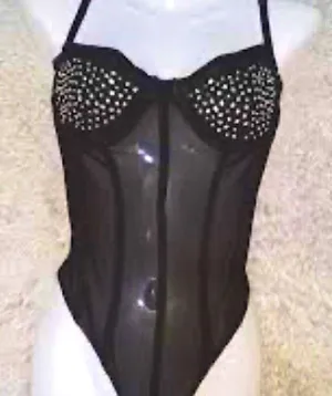 Haute Monde rinestone sheer body suit cami bustier Sz Medium NWT thumbnail 2