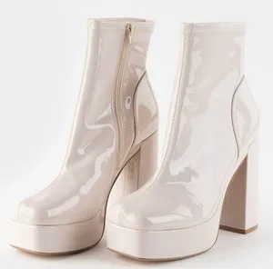 Steve Madden Bianca Bone Patent Leather Platform Boots thumbnail 1
