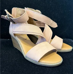 Dolcetta Delia Blush Pink Strappy Wedge‎ Sandals Fringed Detail Size 6M thumbnail 1