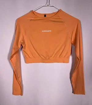 Alphalete Womens Orange Athletic Amplify Crop Top Long Sleeve Small thumbnail 1