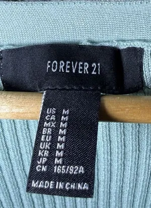 Forever 21 Long Ribbed Knit Cardigan in Sage Green thumbnail 3