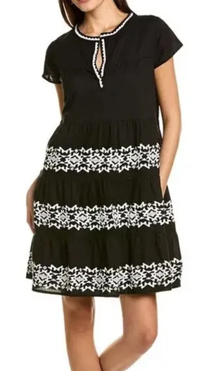 Roller Rabbit Black Embroidery Pamela Mini Dress Size Small thumbnail 1