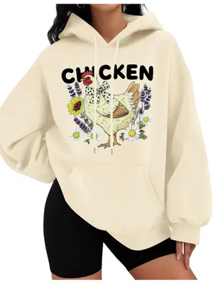 NEW Chicken Sweatshirt Chicken Mom Farm Shirt Lightweight Hoodie L thumbnail 1