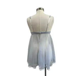 Source Unknown Y2K Fairycore Blue Sheer Babydoll Lingerie Dress Embroidered Mesh Y2K‎ M thumbnail 3