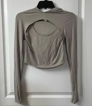 OFFLINE By Aerie Move-It Ribbed T-Shirt with Openwork and Hood thumbnail 1