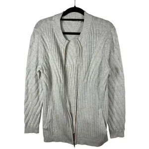 Soft Surroundings Vieux Carre Sweater Zipper Cardigan Womens Sz L Pockets‎ Gray thumbnail 2