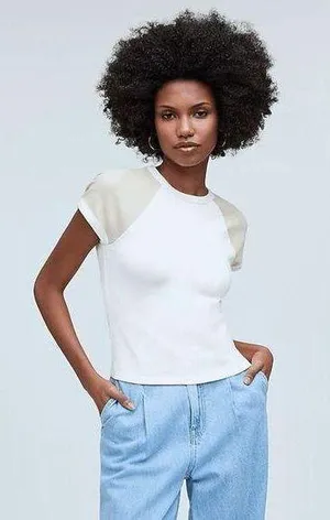 Madewell Raglan-Sleeve Baby Tee Antique Cream S NWT thumbnail 1