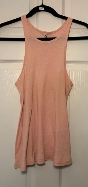 Free People‎ Tank Top Pink Small Ribbed Racerback Boho Casual Athleisure thumbnail 1
