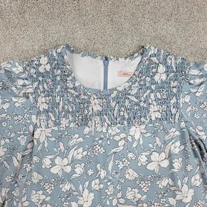 Udel New York Dress Womens M Blue Floral Smocked Puff Sleeve Cottagecore Maxi thumbnail 13
