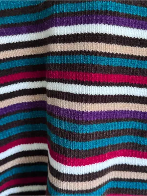 Designers Originals Striped V-Neck Sweater in Teal, Burgundy, Purple & Cream thumbnail 6
