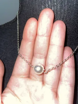 NWOT Big Pearl Necklace in Silver thumbnail 1