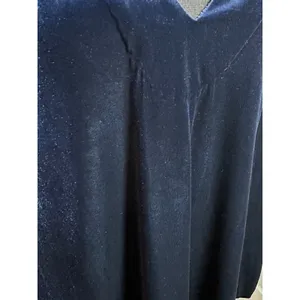 Free People Navy Blue Velvet V-Neck Mini Dress Open Back Tie Balloon Sleeve S thumbnail 2