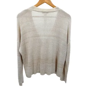 Z Supply Womens Beige Space Dye‎ Open Knit V-Neck Button Cardigan Lightweight L thumbnail 6