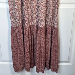 American Eagle Strapless Maxi Dress With Side Slit Sz XL Pink Floral Smocked thumbnail 4