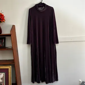 Soft Surroundings Plum Purple Velvet Cowl Neck Maxi Dress Long Sleeve 2EZ97 L thumbnail 2