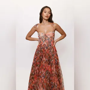 Hutch Brianna Tulle Tie Maxi Dress‎ Orange Lush Tropical M thumbnail 4