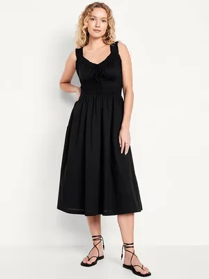 Old Navy Waist-Defined Ruffled Midi Dress thumbnail 9